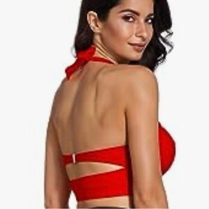 Bathing suit top in red